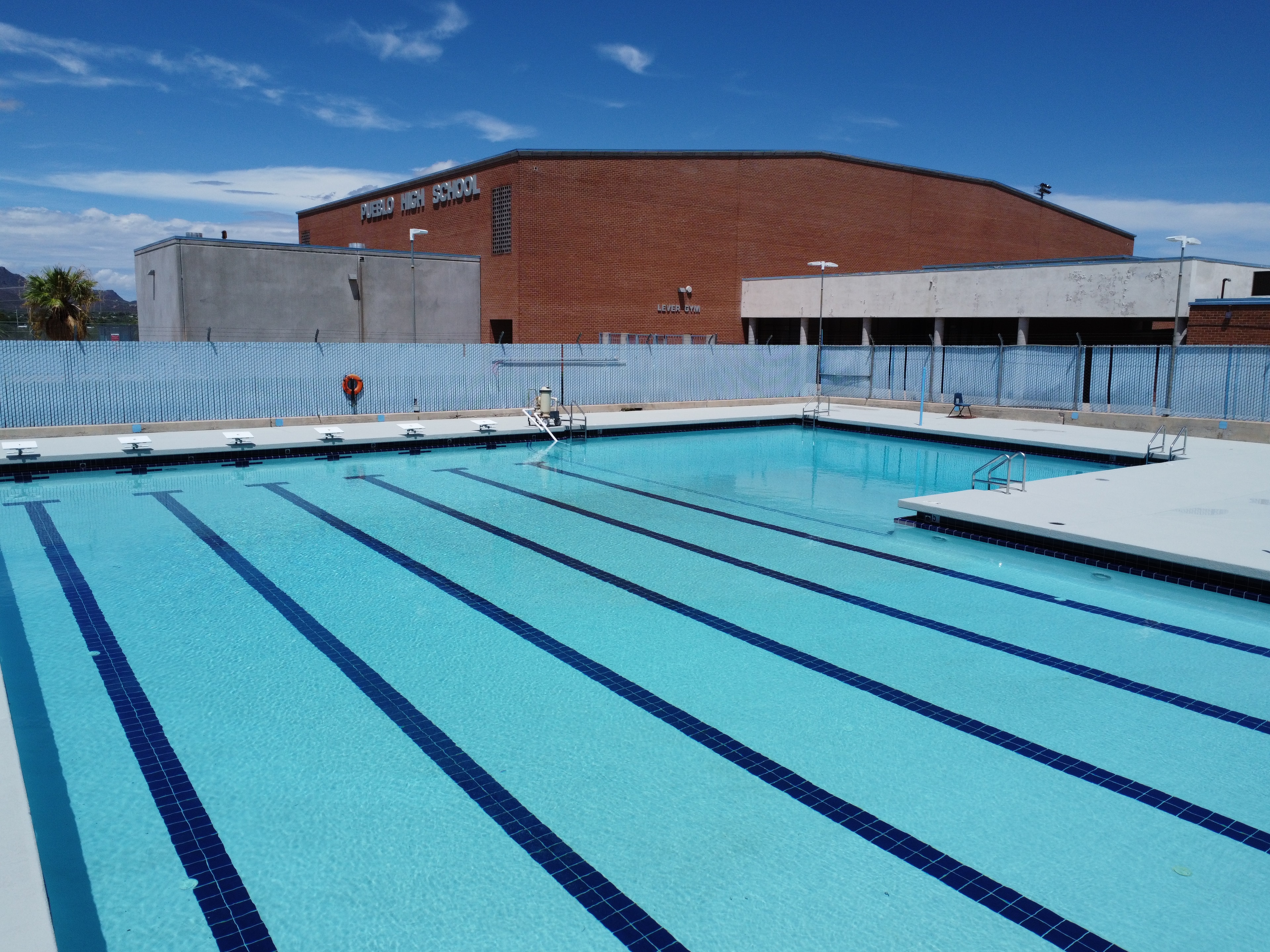 Olympic swimming pool with lane dividers