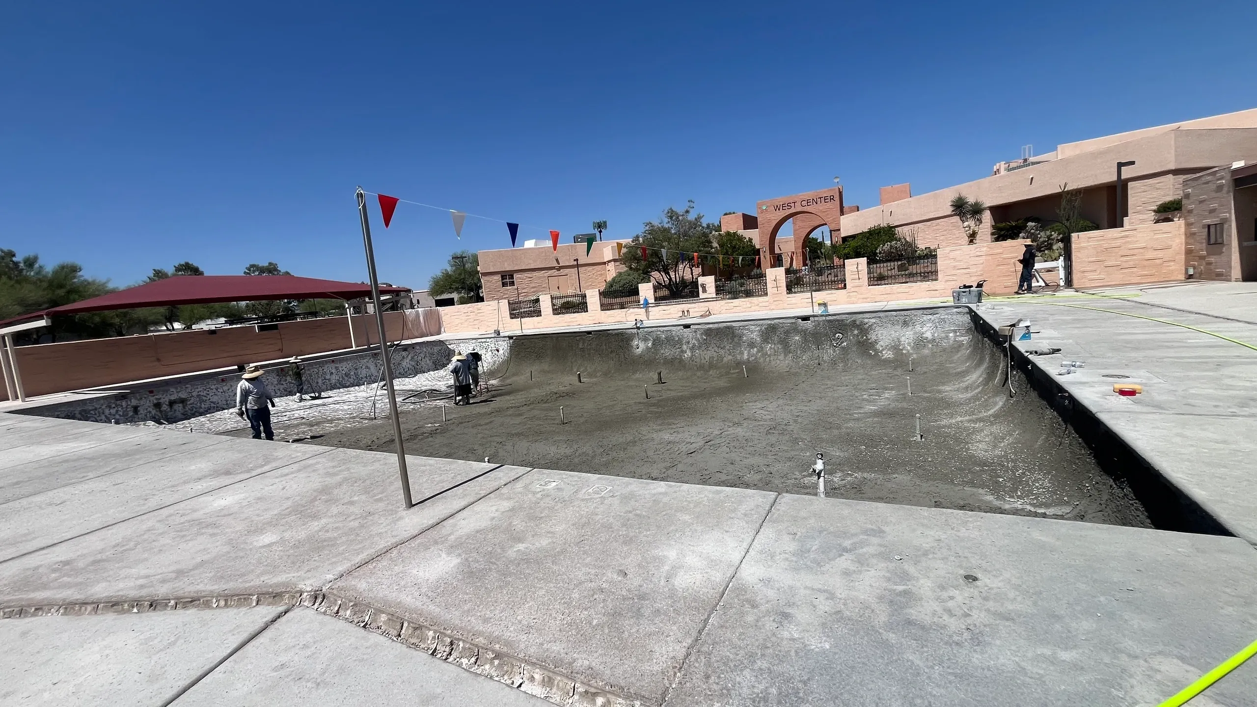 Concrete pool under construction