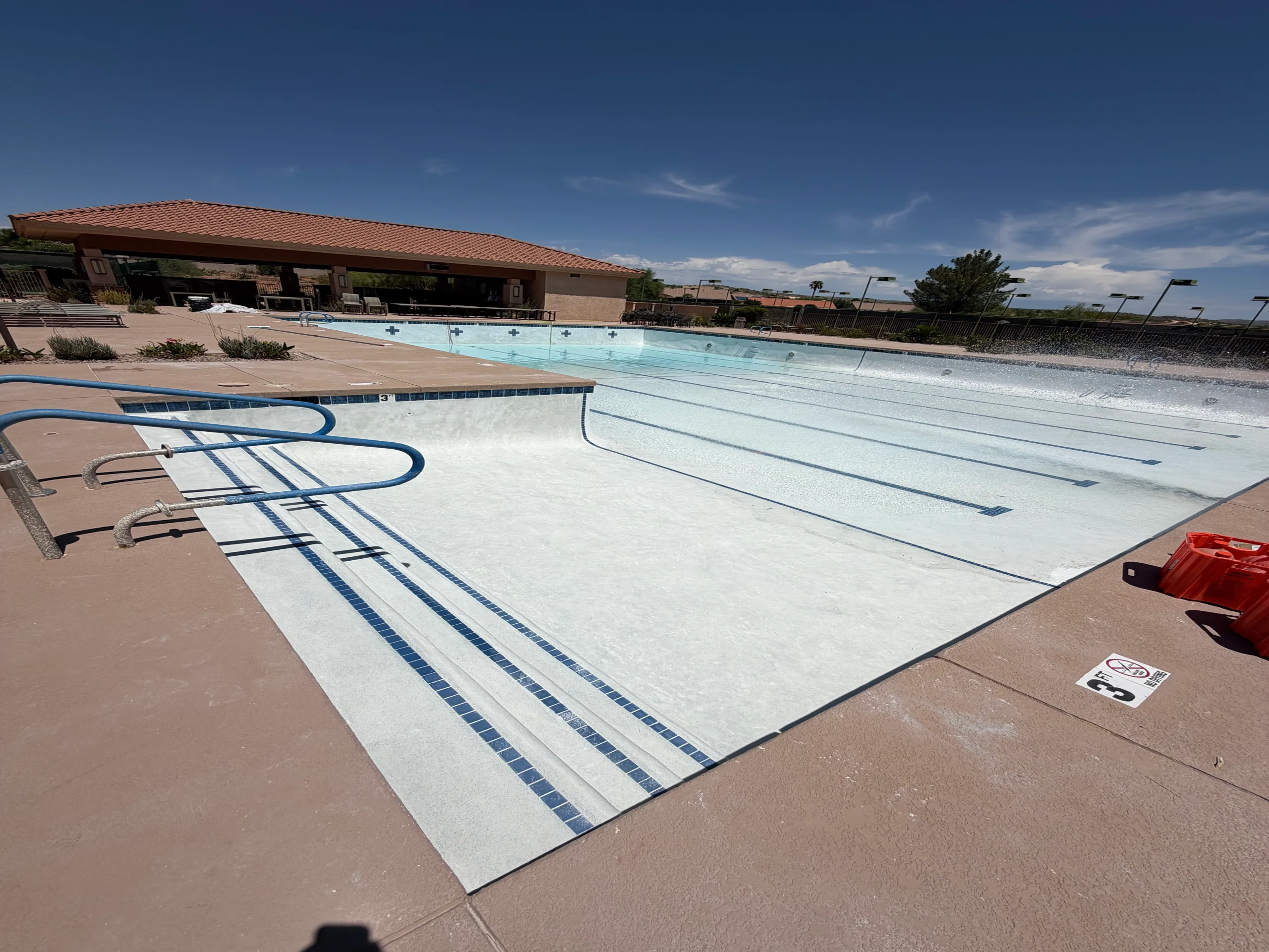 Community swimming pool facility covered