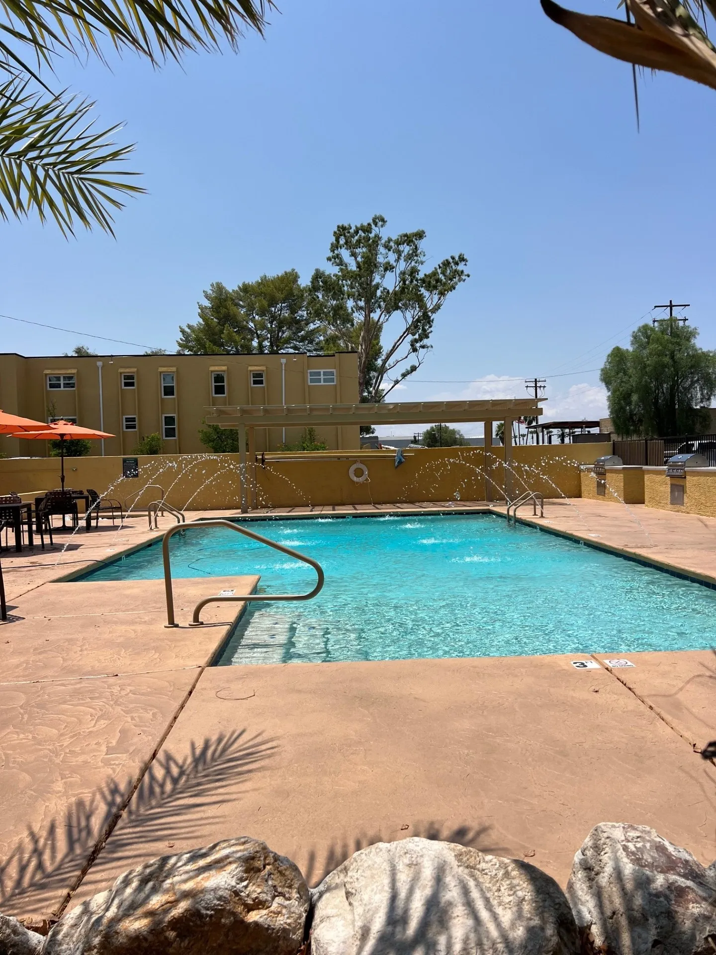 Resort swimming pool desert landscape