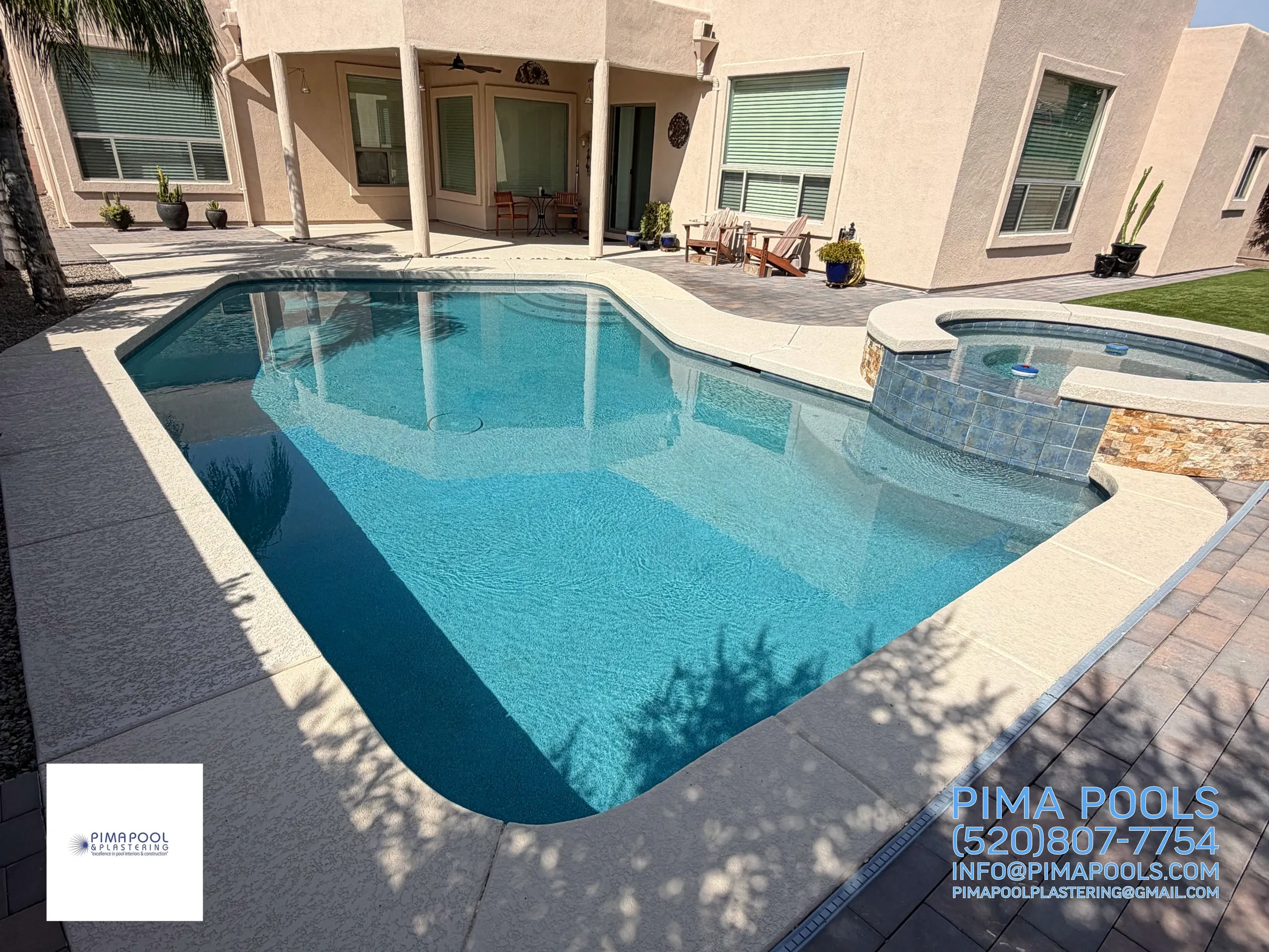 Pool waterfall and spa water feature renovation