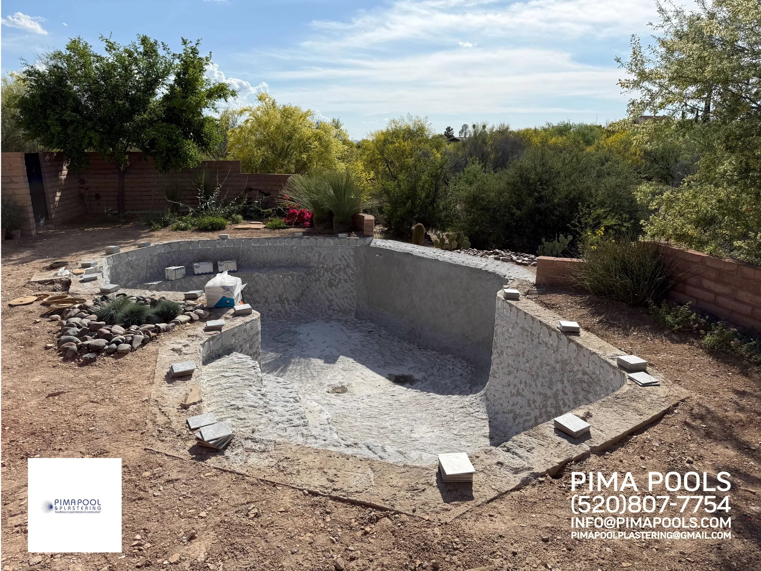 Pool replastering with premium mini pebble finish